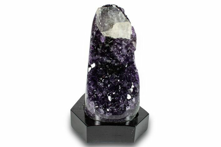 Sparkly Amethyst & Calcite Cluster With Wood Base - Uruguay #275620